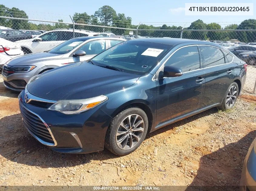 2016 Toyota Avalon Xle VIN: 4T1BK1EB0GU220465 Lot: 40172704