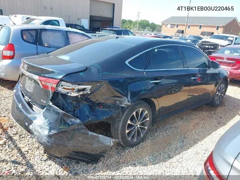 2016 Toyota Avalon Xle VIN: 4T1BK1EB0GU220465 Lot: 40172704