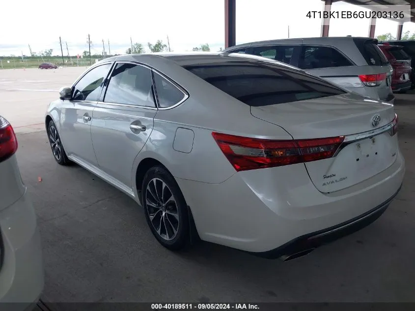 4T1BK1EB6GU203136 2016 Toyota Avalon Xle Plus