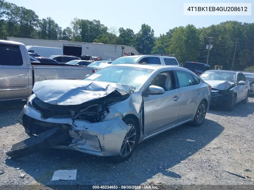 2016 Toyota Avalon Xle Plus VIN: 4T1BK1EB4GU208612 Lot: 40234653