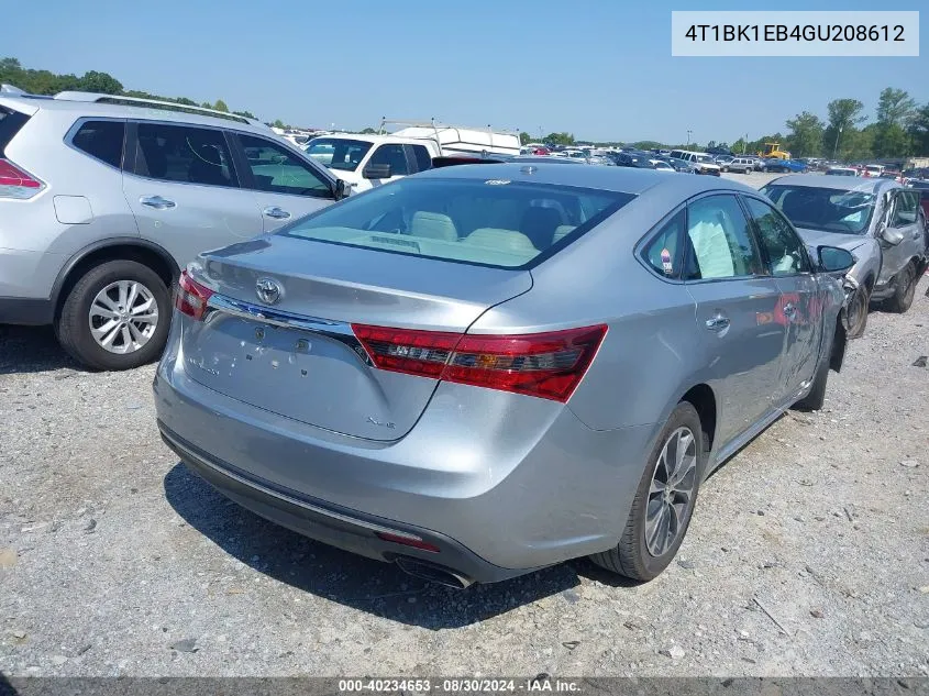 2016 Toyota Avalon Xle Plus VIN: 4T1BK1EB4GU208612 Lot: 40234653