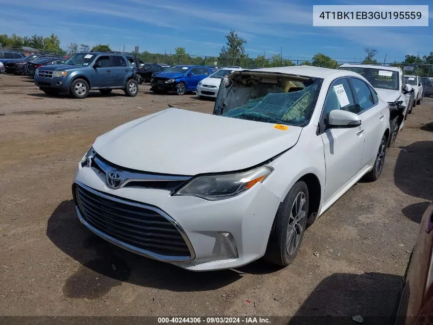 2016 Toyota Avalon Xle VIN: 4T1BK1EB3GU195559 Lot: 40244306