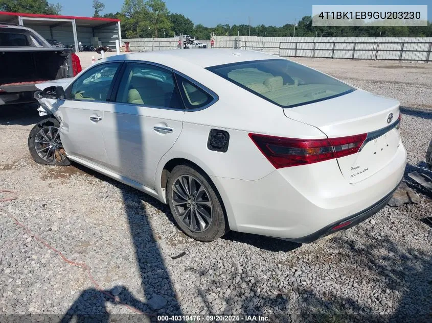 2016 Toyota Avalon Xle VIN: 4T1BK1EB9GU203230 Lot: 40319476