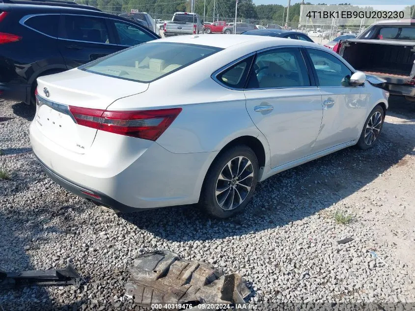 2016 Toyota Avalon Xle VIN: 4T1BK1EB9GU203230 Lot: 40319476