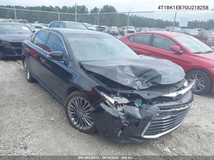 2016 Toyota Avalon Xle Plus/Premium/Tour/Ltd VIN: 4T1BK1EB7GU218258 Lot: 40338812