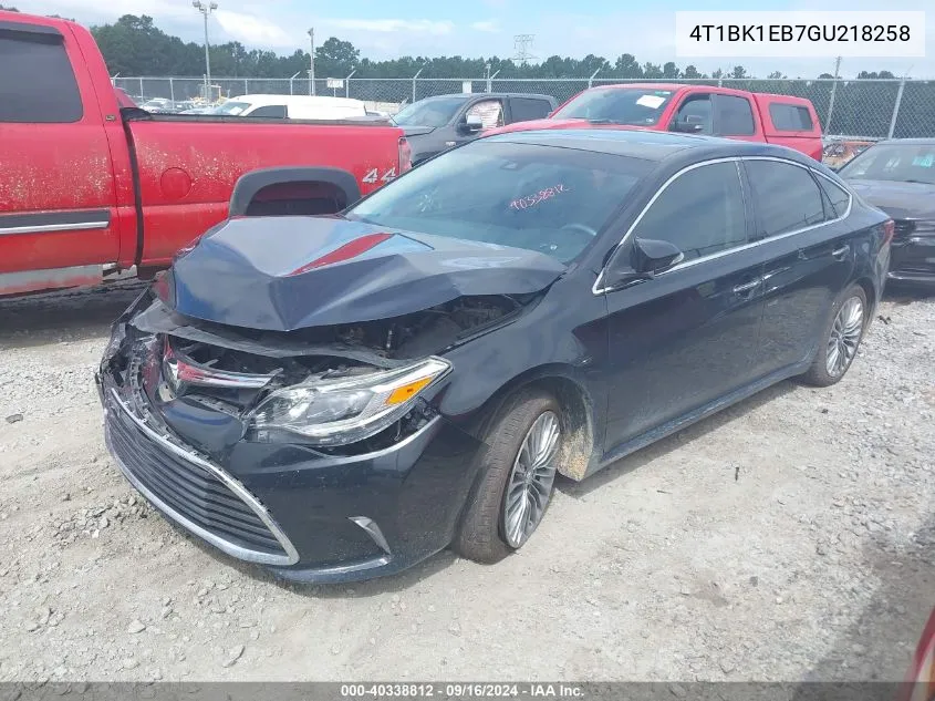 2016 Toyota Avalon Xle Plus/Premium/Tour/Ltd VIN: 4T1BK1EB7GU218258 Lot: 40338812