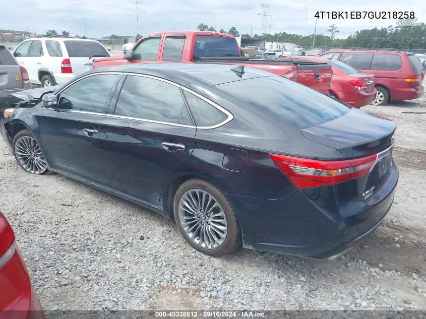 2016 Toyota Avalon Xle Plus/Premium/Tour/Ltd VIN: 4T1BK1EB7GU218258 Lot: 40338812