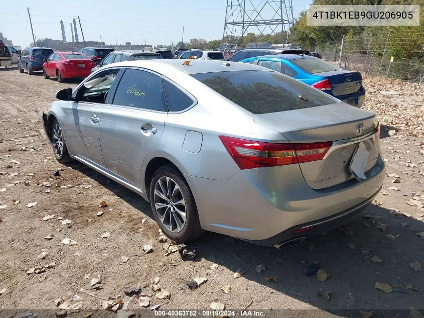 2016 Toyota Avalon Xle VIN: 4T1BK1EB9GU206905 Lot: 40363782