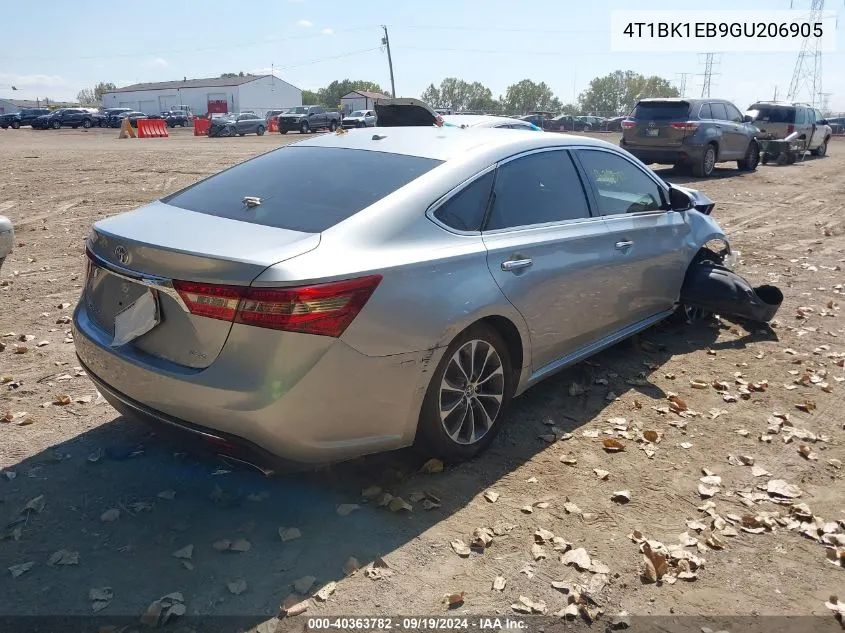 2016 Toyota Avalon Xle VIN: 4T1BK1EB9GU206905 Lot: 40363782