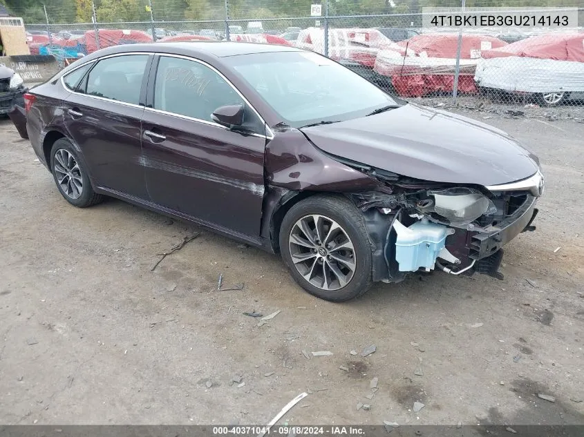 2016 Toyota Avalon Xle VIN: 4T1BK1EB3GU214143 Lot: 40371041