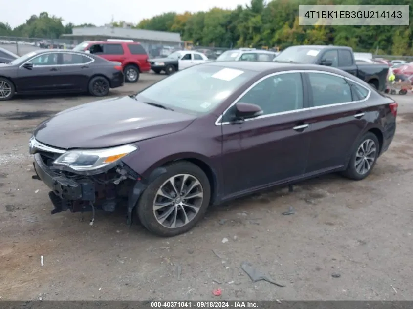 2016 Toyota Avalon Xle VIN: 4T1BK1EB3GU214143 Lot: 40371041