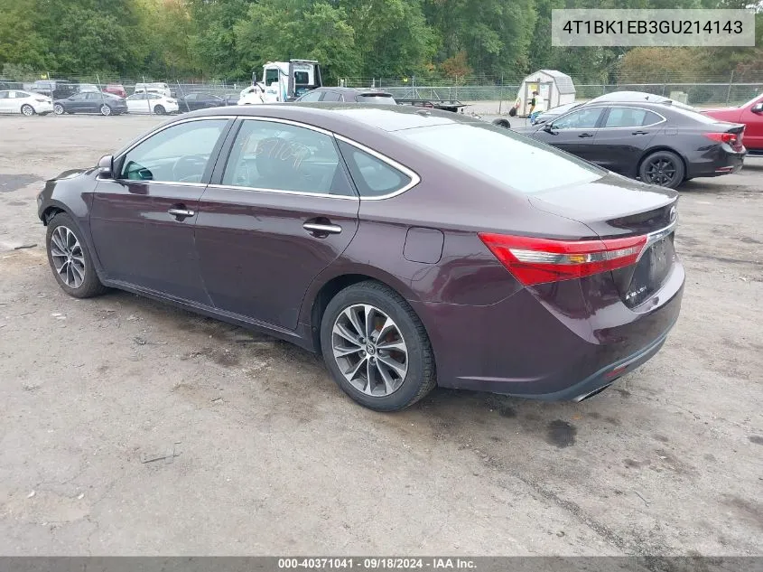 2016 Toyota Avalon Xle VIN: 4T1BK1EB3GU214143 Lot: 40371041