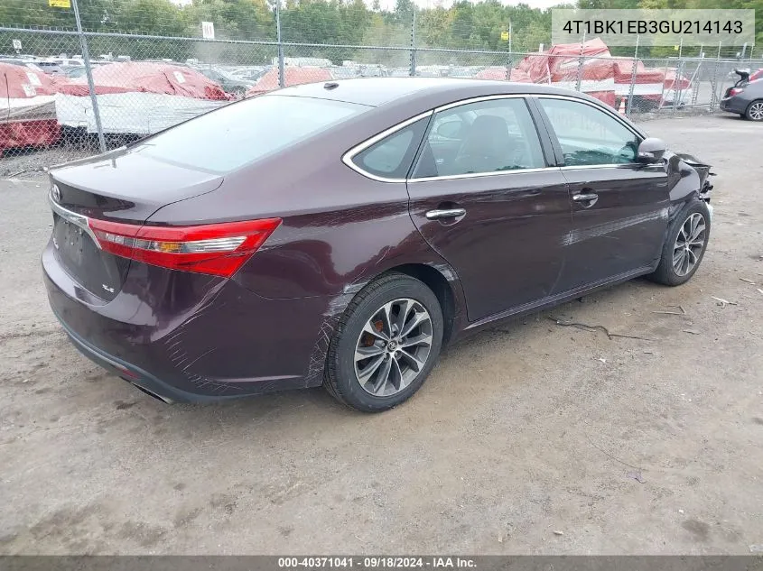 2016 Toyota Avalon Xle VIN: 4T1BK1EB3GU214143 Lot: 40371041