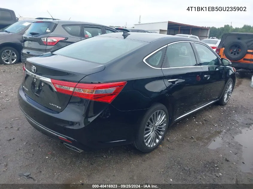 2016 Toyota Avalon Limited VIN: 4T1BK1EB5GU235902 Lot: 40416923