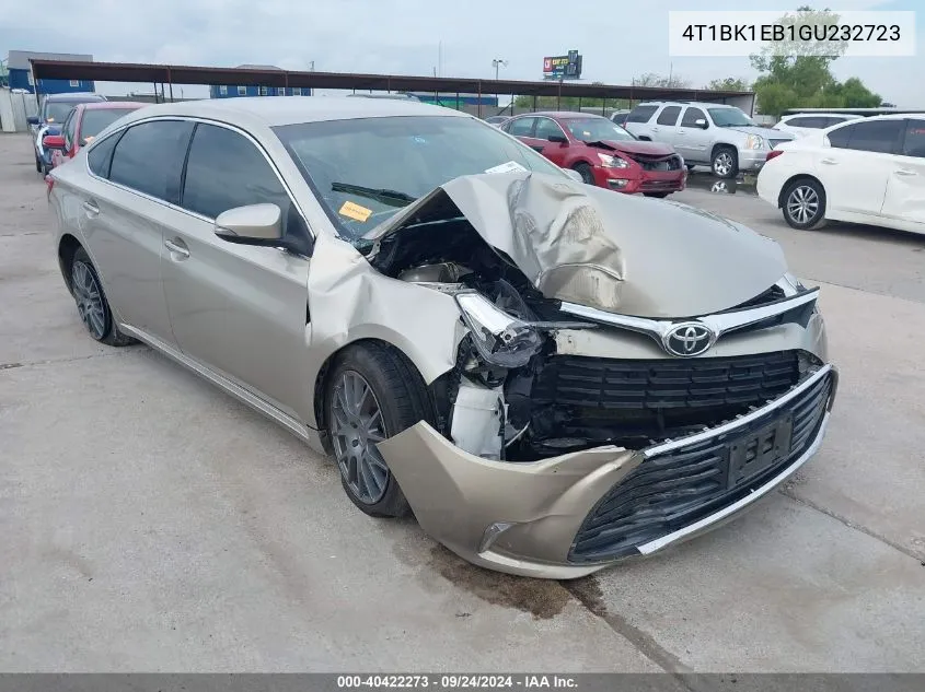 2016 Toyota Avalon Xle Plus/Premium/Tour/Ltd VIN: 4T1BK1EB1GU232723 Lot: 40422273