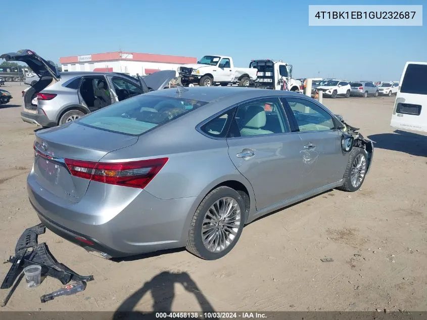 2016 Toyota Avalon Limited VIN: 4T1BK1EB1GU232687 Lot: 40458138