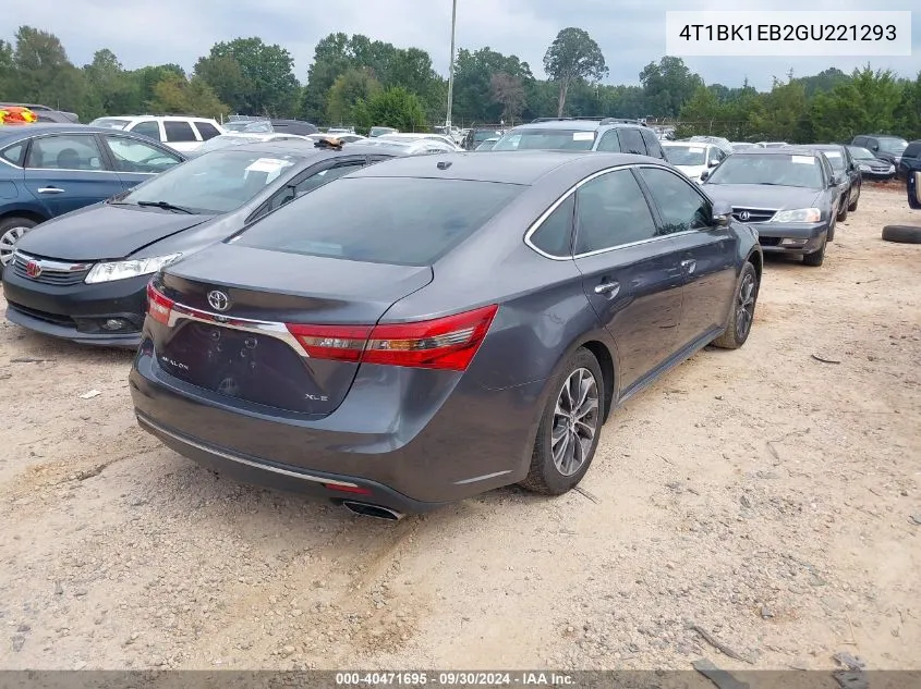 2016 Toyota Avalon Xle VIN: 4T1BK1EB2GU221293 Lot: 40471695