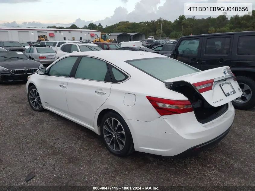 2016 Toyota Avalon Hybrid/Plus/Xle Prem/Ltd VIN: 4T1BD1EB9GU048656 Lot: 40477115