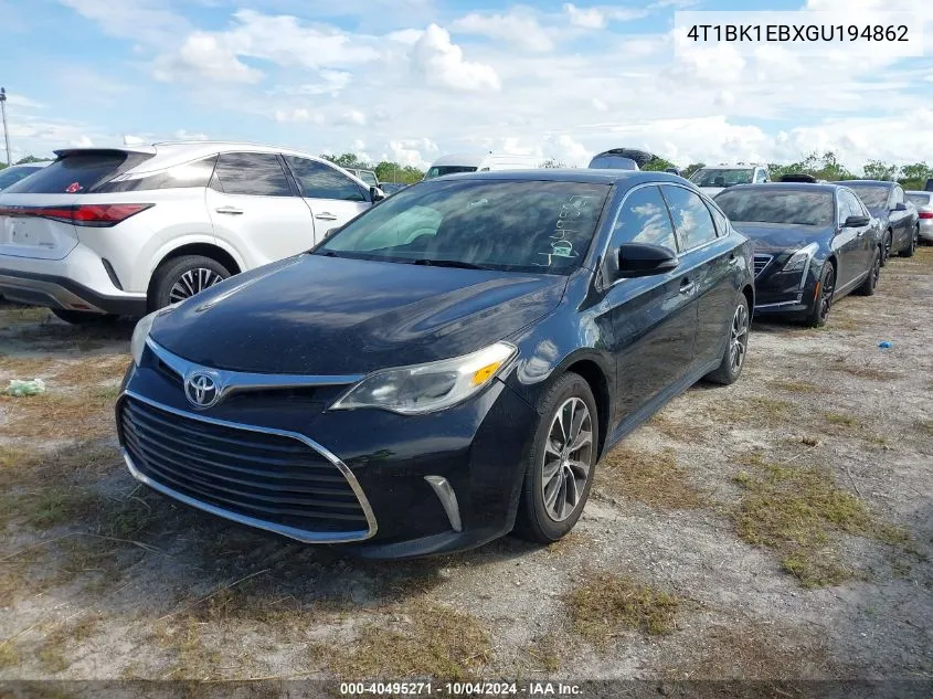 2016 Toyota Avalon Xle VIN: 4T1BK1EBXGU194862 Lot: 40495271