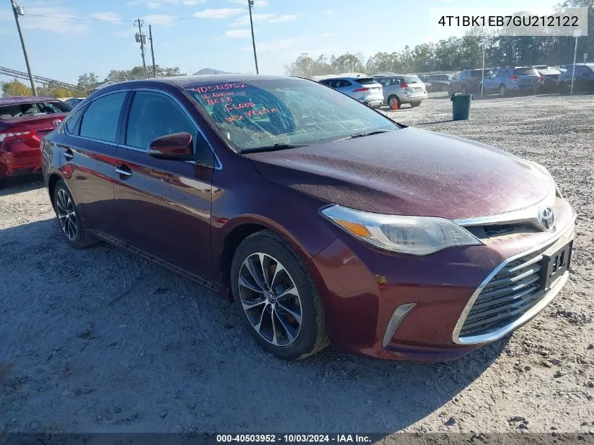 4T1BK1EB7GU212122 2016 Toyota Avalon Xle Plus