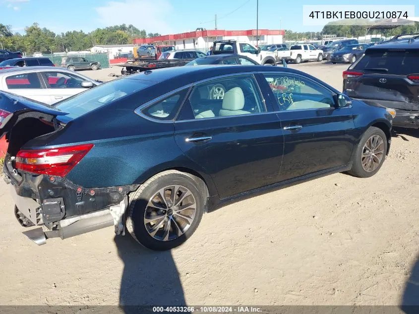 2016 Toyota Avalon Xle Premium VIN: 4T1BK1EB0GU210874 Lot: 40533266