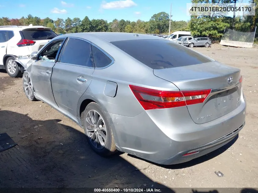 2016 Toyota Avalon Hybrid Xle Premium VIN: 4T1BD1EB2GU054170 Lot: 40550400