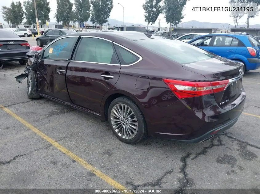 2016 Toyota Avalon Limited VIN: 4T1BK1EB1GU234195 Lot: 40620652