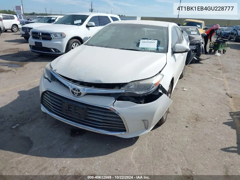 2016 Toyota Avalon Xle VIN: 4T1BK1EB4GU228777 Lot: 40632869