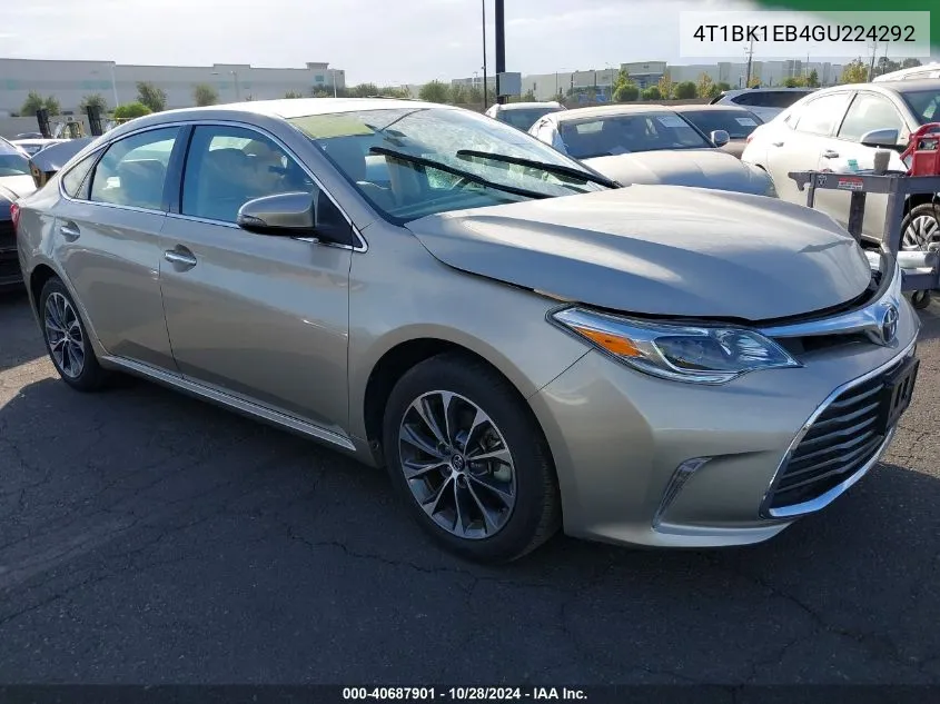 2016 Toyota Avalon Xle Premium VIN: 4T1BK1EB4GU224292 Lot: 40687901