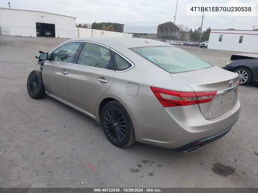 2016 Toyota Avalon Touring VIN: 4T1BK1EB7GU230538 Lot: 40722039