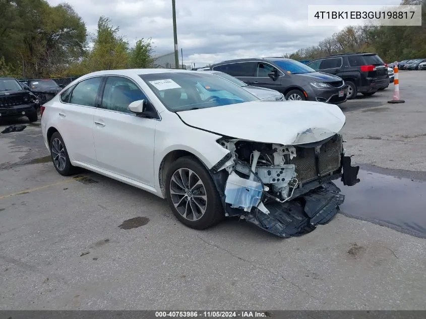 2016 Toyota Avalon Xle VIN: 4T1BK1EB3GU198817 Lot: 40753986