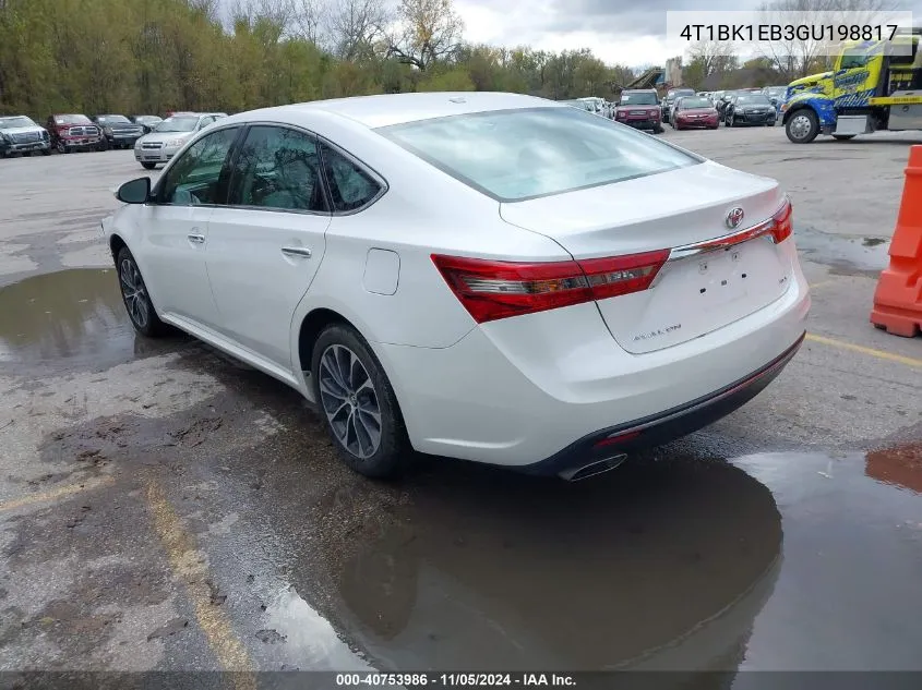 2016 Toyota Avalon Xle VIN: 4T1BK1EB3GU198817 Lot: 40753986