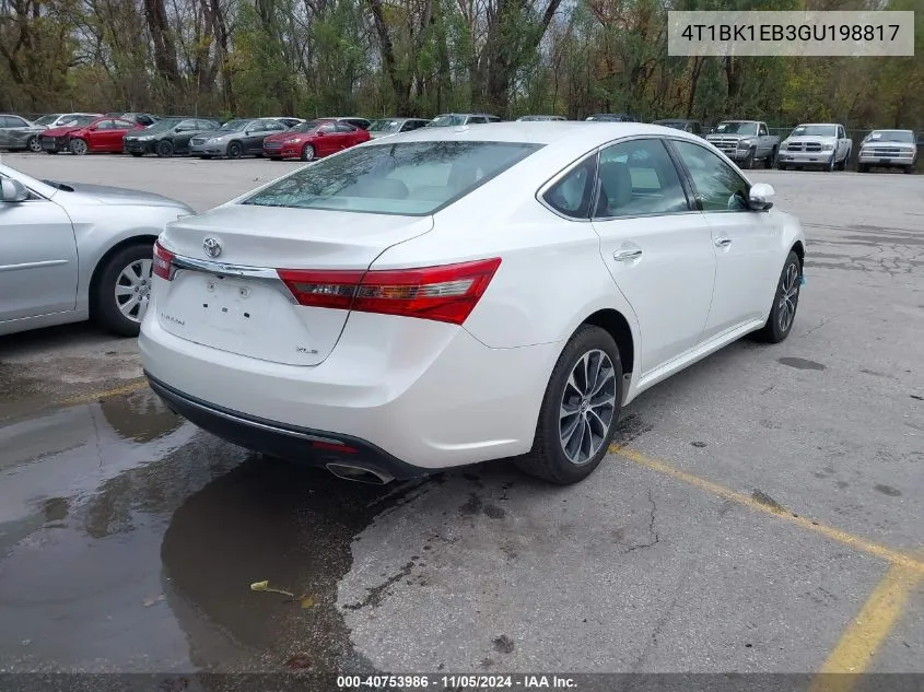 2016 Toyota Avalon Xle VIN: 4T1BK1EB3GU198817 Lot: 40753986