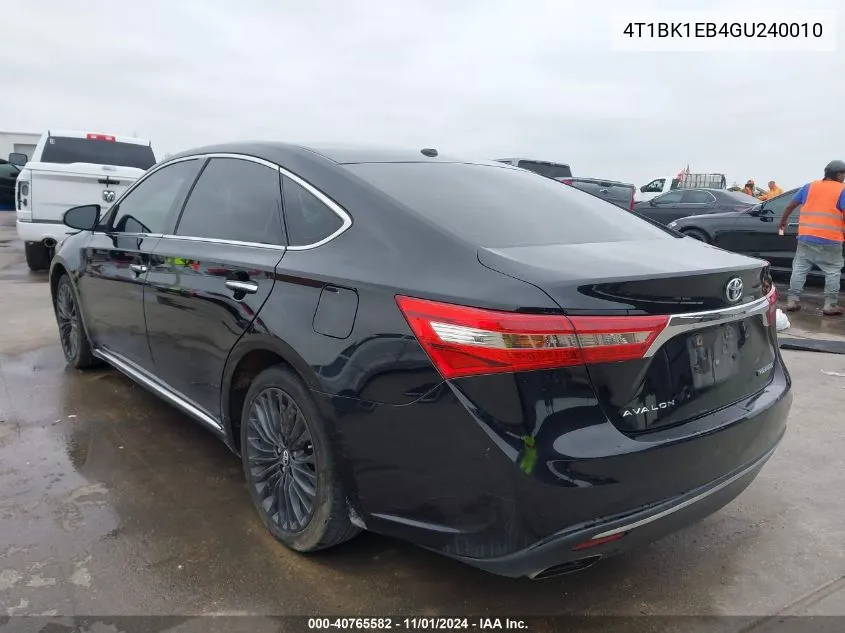 2016 Toyota Avalon Touring VIN: 4T1BK1EB4GU240010 Lot: 40765582