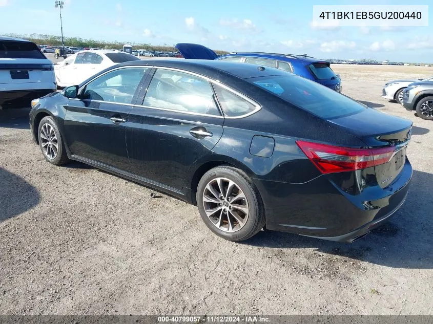 2016 Toyota Avalon Xle VIN: 4T1BK1EB5GU200440 Lot: 40799057