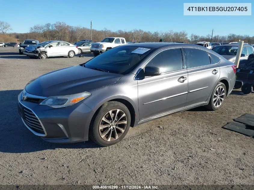 2016 Toyota Avalon Xle Plus VIN: 4T1BK1EB5GU207405 Lot: 40816299