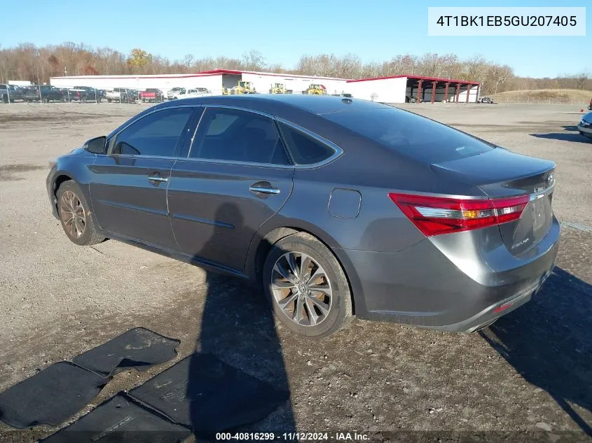 2016 Toyota Avalon Xle Plus VIN: 4T1BK1EB5GU207405 Lot: 40816299