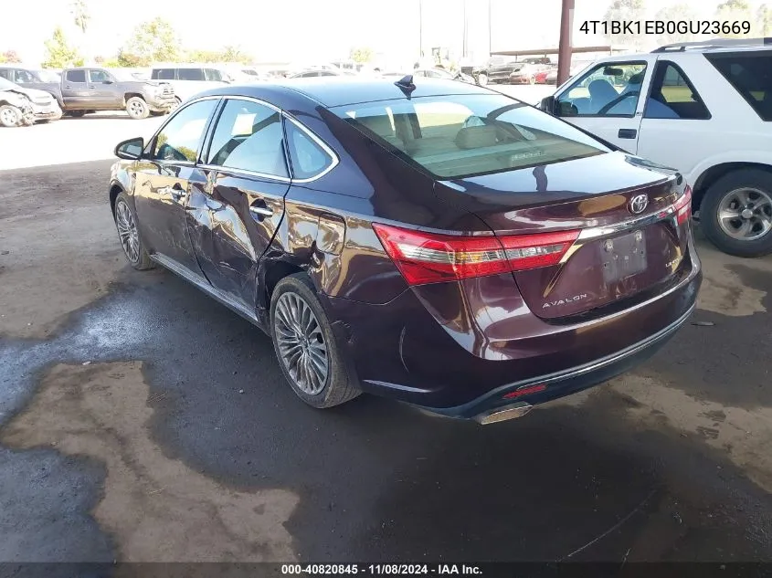 2016 Toyota Avalon Limited VIN: 4T1BK1EB0GU23669 Lot: 40820845