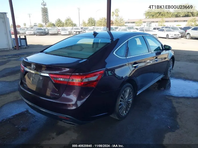 2016 Toyota Avalon Limited VIN: 4T1BK1EB0GU23669 Lot: 40820845