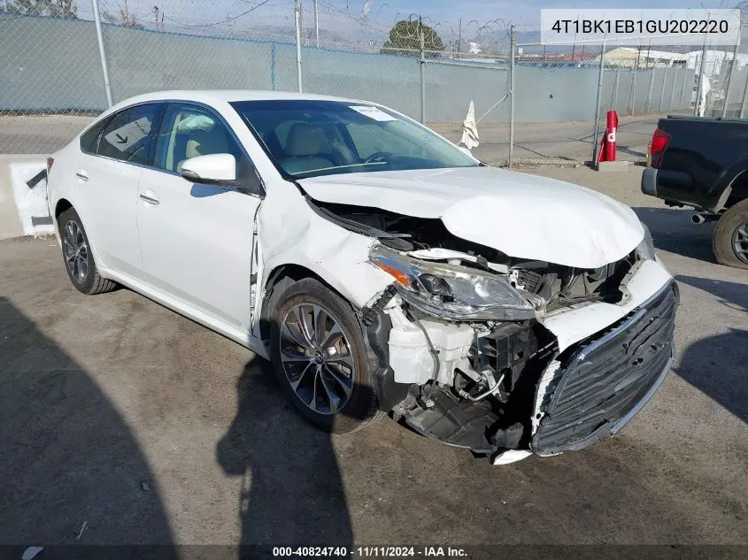 2016 Toyota Avalon Xle VIN: 4T1BK1EB1GU202220 Lot: 40824740