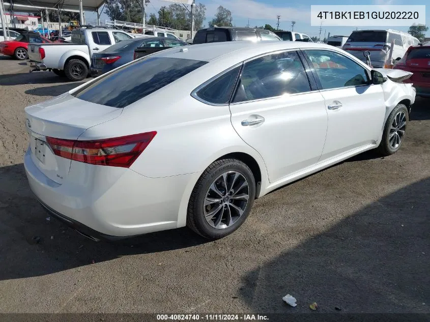 2016 Toyota Avalon Xle VIN: 4T1BK1EB1GU202220 Lot: 40824740