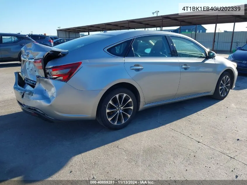 2016 Toyota Avalon Xle VIN: 4T1BK1EB4GU202339 Lot: 40859281