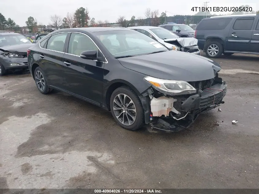 2016 Toyota Avalon Xle Premium VIN: 4T1BK1EB2GU205420 Lot: 40904026