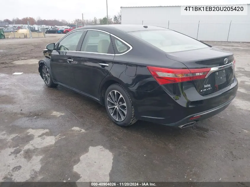 2016 Toyota Avalon Xle Premium VIN: 4T1BK1EB2GU205420 Lot: 40904026