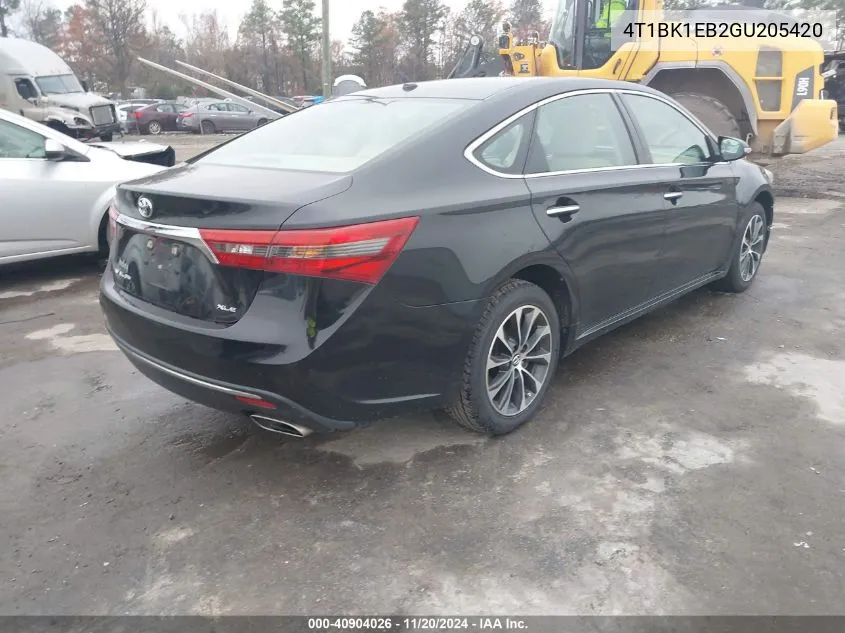 2016 Toyota Avalon Xle Premium VIN: 4T1BK1EB2GU205420 Lot: 40904026