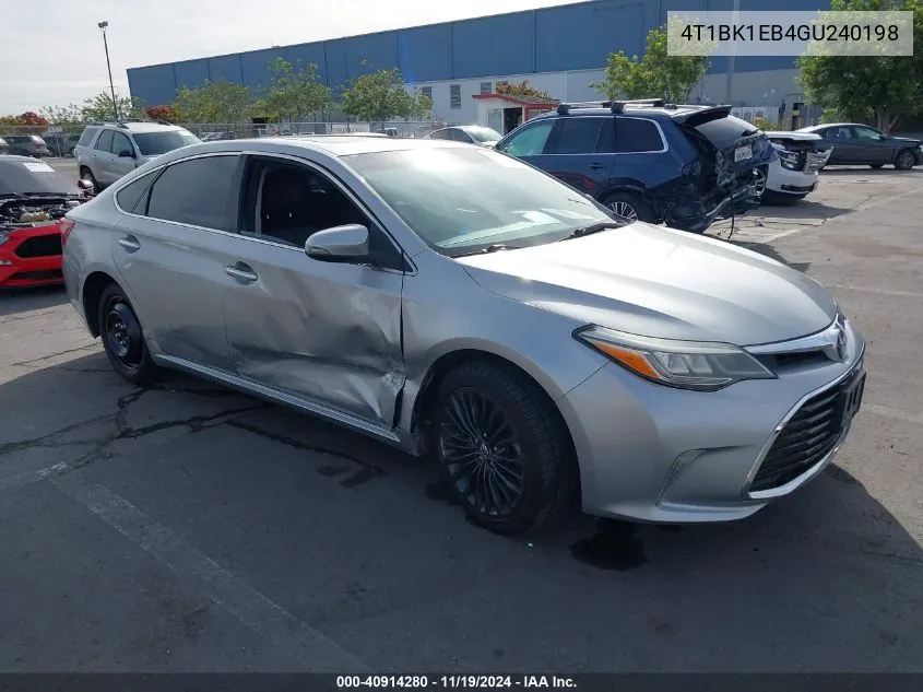 2016 Toyota Avalon Touring VIN: 4T1BK1EB4GU240198 Lot: 40914280