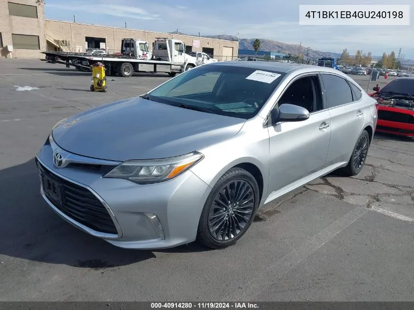 2016 Toyota Avalon Touring VIN: 4T1BK1EB4GU240198 Lot: 40914280