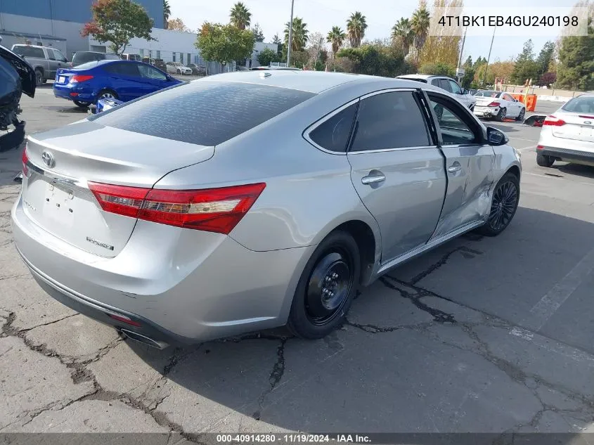 2016 Toyota Avalon Touring VIN: 4T1BK1EB4GU240198 Lot: 40914280