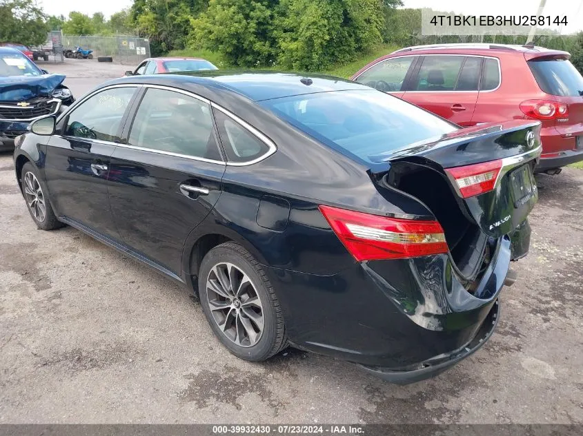 2017 Toyota Avalon Xle VIN: 4T1BK1EB3HU258144 Lot: 39932430