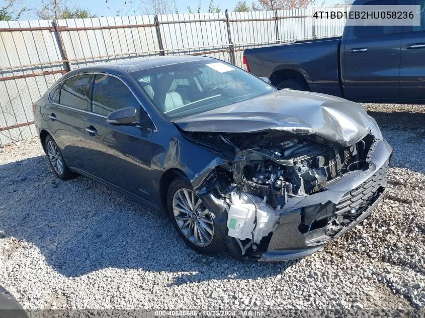 2017 Toyota Avalon Hybrid Limited VIN: 4T1BD1EB2HU058236 Lot: 40655686